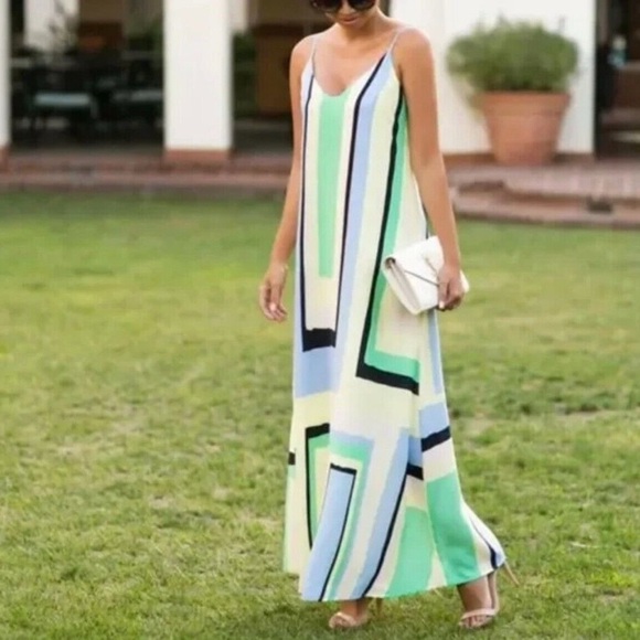 Anthropologie Maeve Color Block Geometric Maxi Dress Sleeveless Size Small - Picture 3 of 14